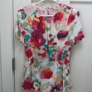 EUC Kate Spade Watercolor peplum top Blouse sz 4